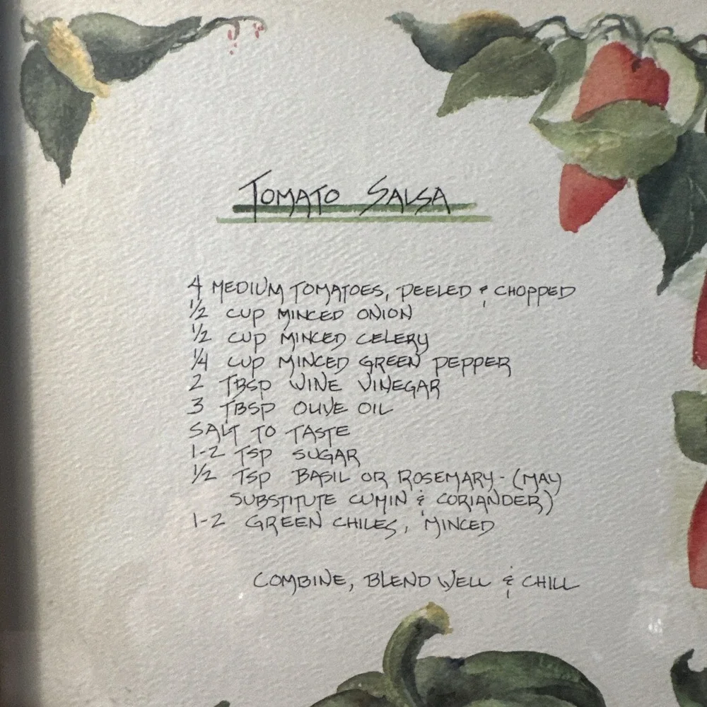 VTG Framed Garden Cookbook 90's Tomato Salsa, And Linguine W-Clamsauce 2-13X11
